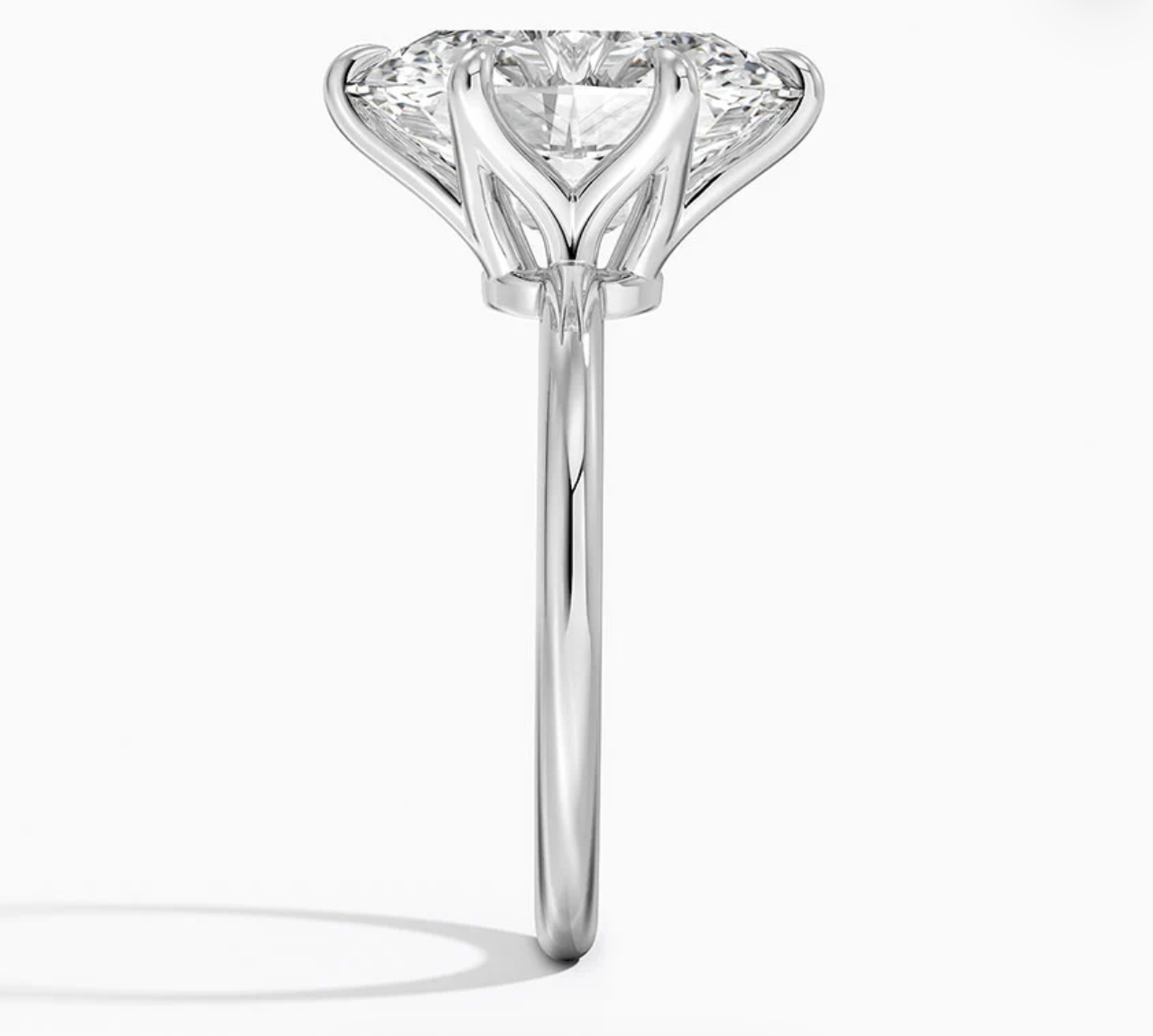 Altı Tırnak 7.00 Karat D-VS Oval Tektaş Laboratuvar Pırlanta Yüzük - Bold Diamonds