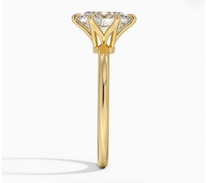 Altı Tırnak 7.00 Karat D-VS Oval Tektaş Laboratuvar Pırlanta Yüzük - Bold Diamonds