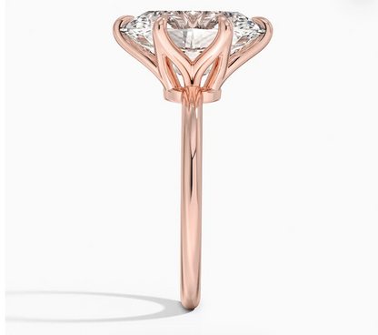 Altı Tırnak 7.00 Karat D-VS Oval Tektaş Laboratuvar Pırlanta Yüzük - Bold Diamonds