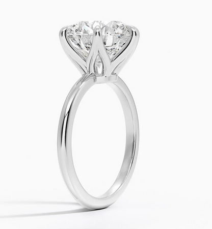 Altı Tırnak 7.00 Karat Yuvarlak Kesim D-VS Tektaş Laboratuvar Pırlanta Yüzük - Bold Diamonds