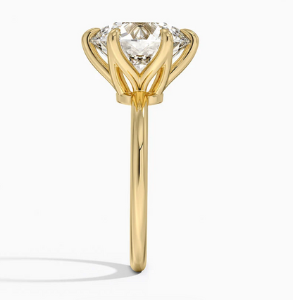 Altı Tırnak 7.00 Karat Yuvarlak Kesim D-VS Tektaş Laboratuvar Pırlanta Yüzük - Bold Diamonds