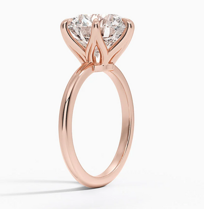 Altı Tırnak 7.00 Karat Yuvarlak Kesim D-VS Tektaş Laboratuvar Pırlanta Yüzük - Bold Diamonds