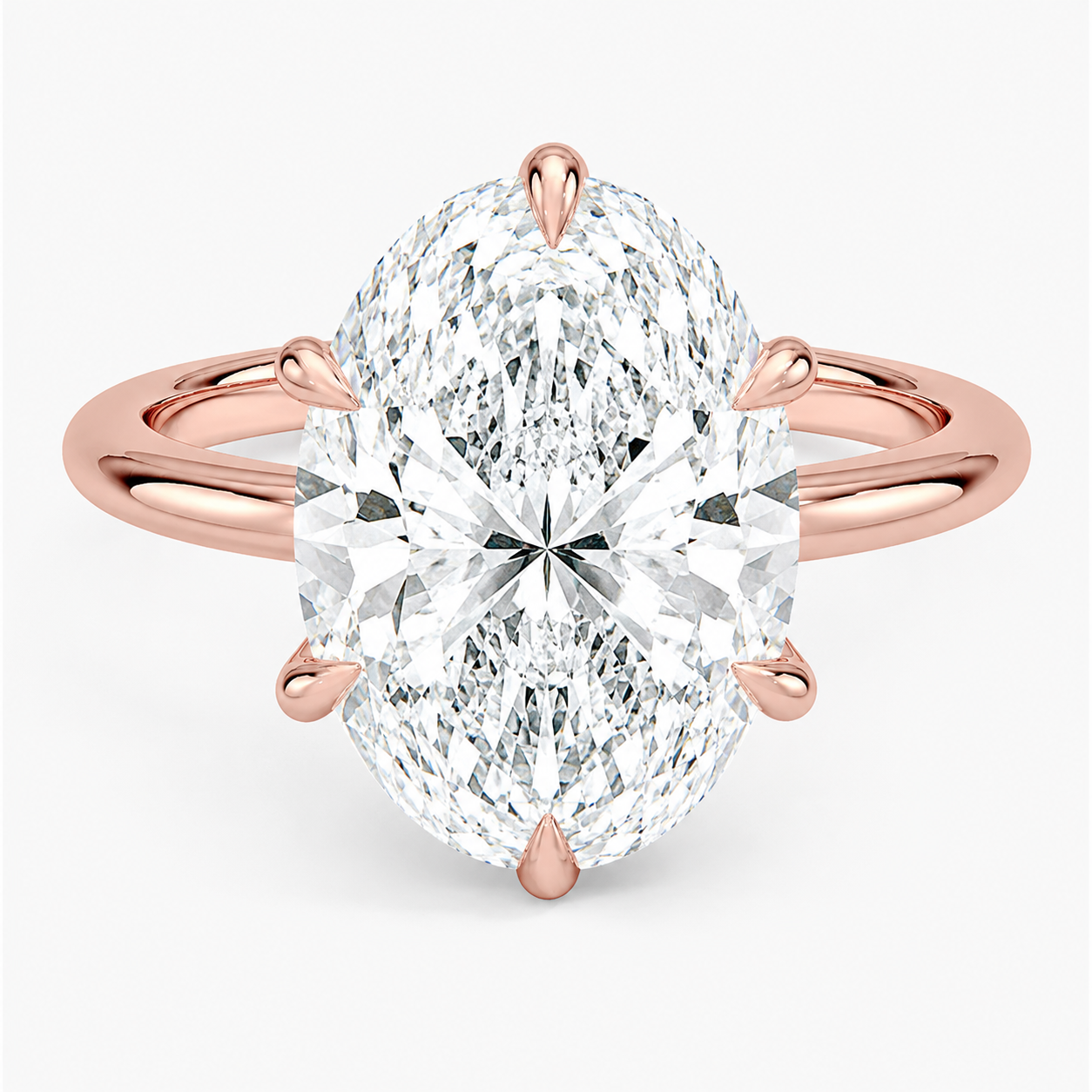 Altı Tırnak 6.00 Karat D-VS Oval Tektaş Laboratuvar Pırlanta Yüzük - Bold Diamonds