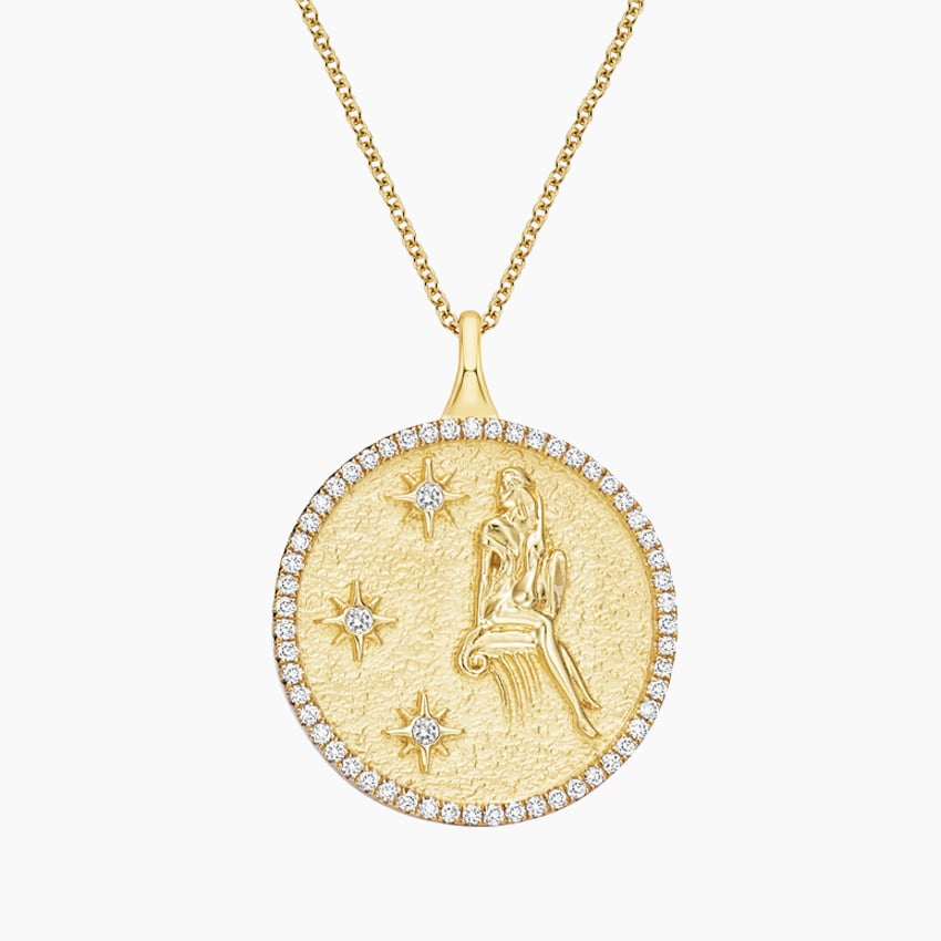 Başak Burcu Madolyon 1.00 karat Yuvarlak Kesim Laboratuvar Pırlanta Kolye 18K - Bold Diamonds