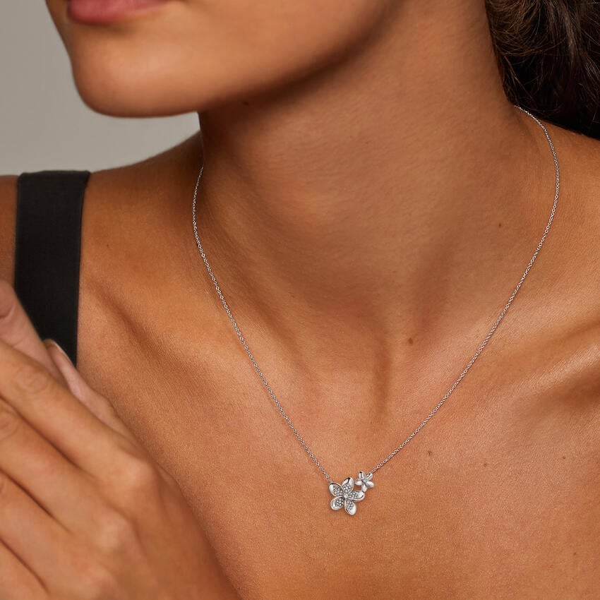 Çiçek Model 1.00 karat Yuvarlak Kesim Laboratuvar Pırlanta Kolye 18K - Bold Diamonds