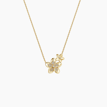Çiçek Model 1.00 karat Yuvarlak Kesim Laboratuvar Pırlanta Kolye 18K - Bold Diamonds