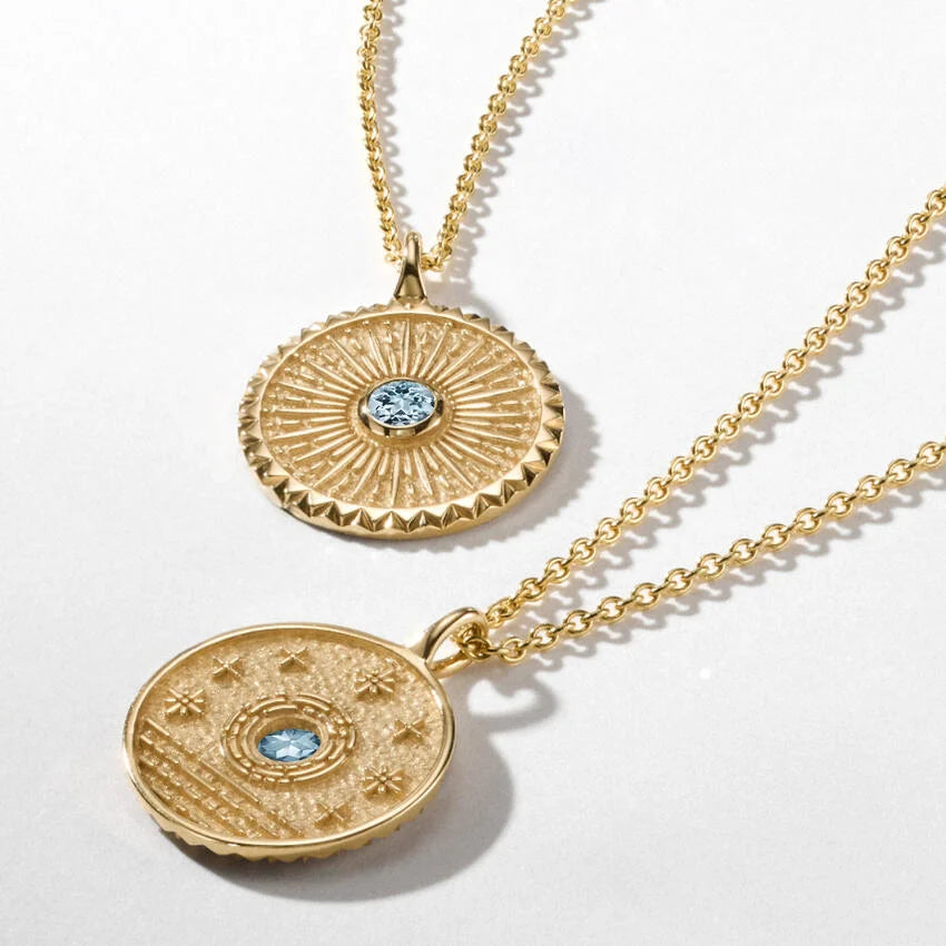 Güneş Model 1.00 karat Laboratuvar Aquamarine Kolye 18K - Bold Diamonds