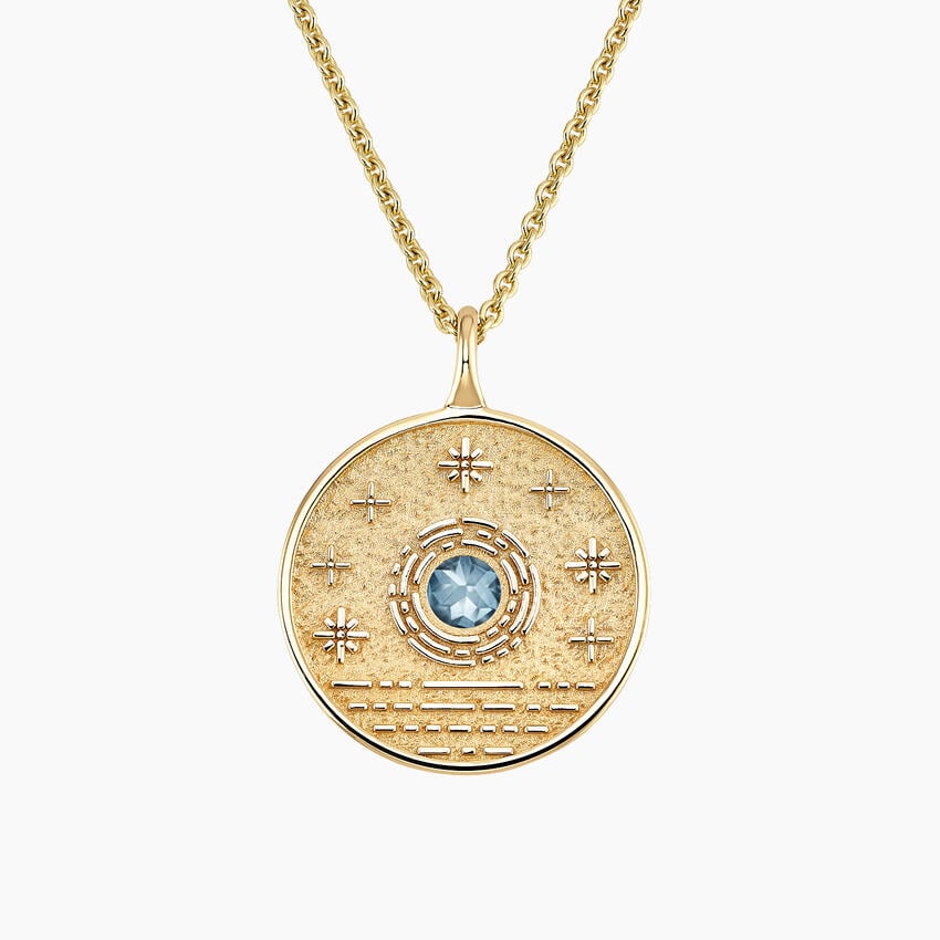 Güneş Model 1.00 karat Laboratuvar Aquamarine Kolye 18K - Bold Diamonds