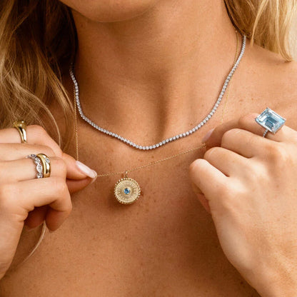 Güneş Model 1.00 karat Laboratuvar Aquamarine Kolye 18K - Bold Diamonds