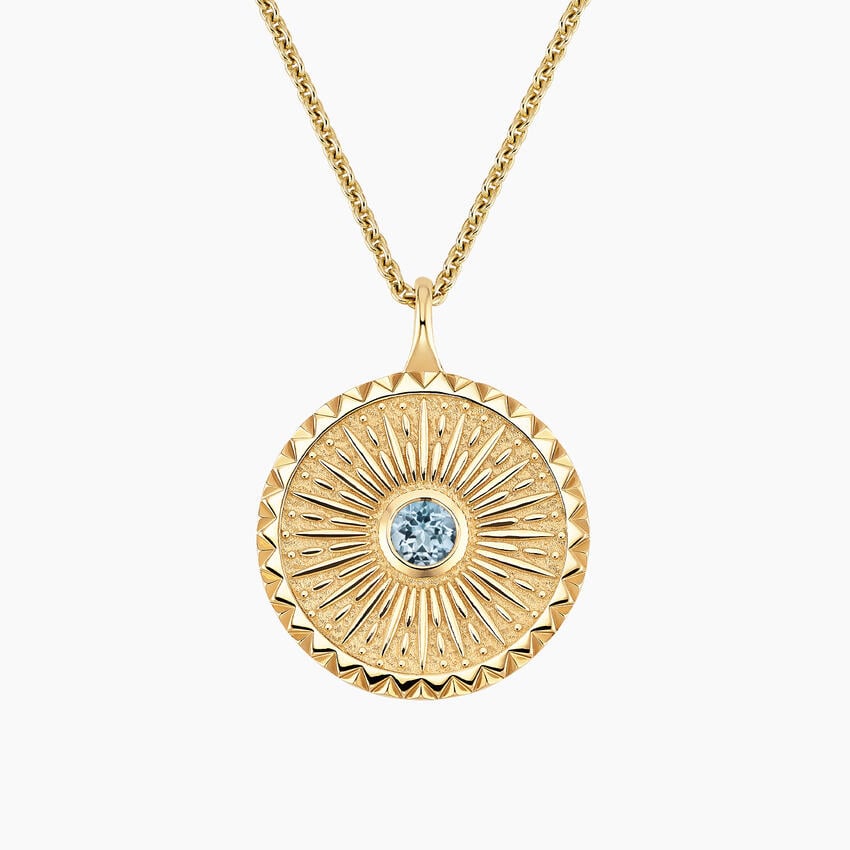 Güneş Model 1.00 karat Laboratuvar Aquamarine Kolye 18K - Bold Diamonds