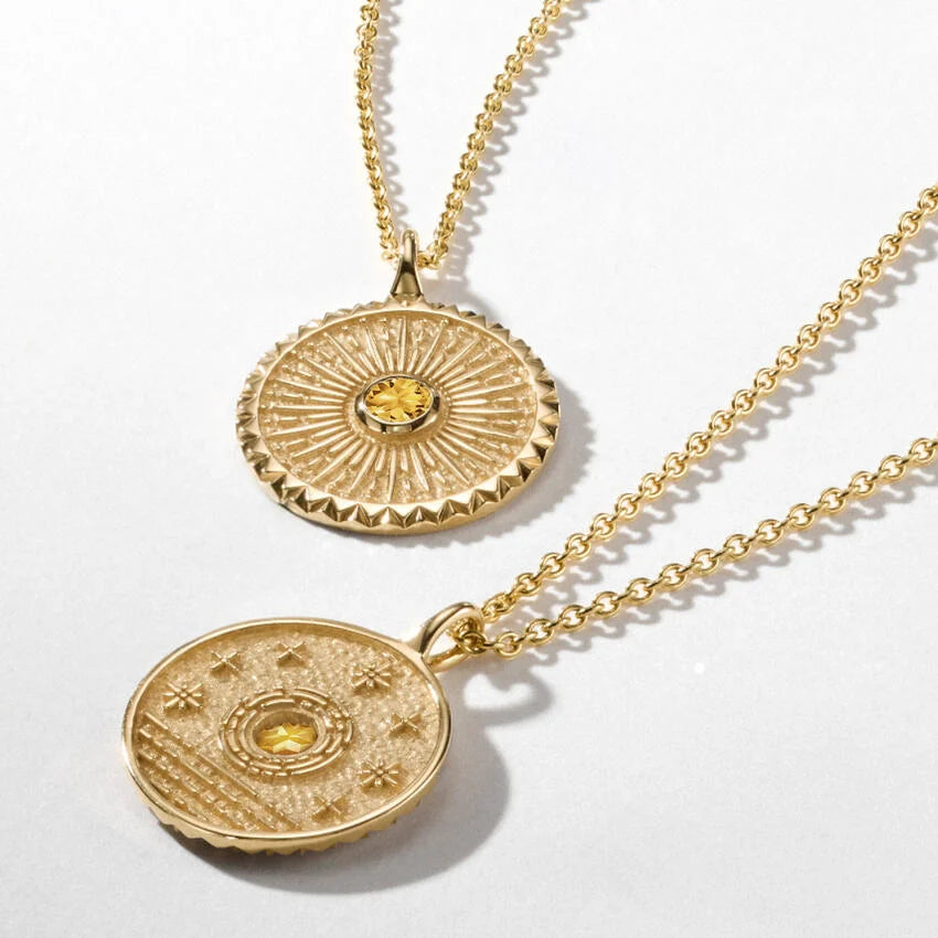 Güneş Model 1.00 karat Laboratuvar Citrine Kolye 18K - Bold Diamonds