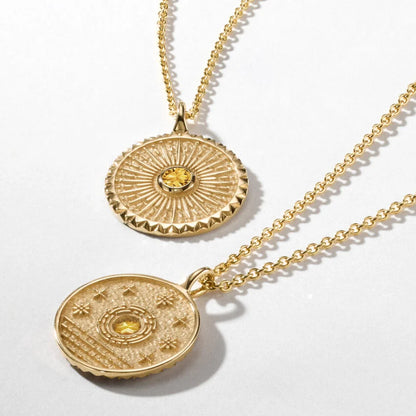 Güneş Model 1.00 karat Laboratuvar Citrine Kolye 18K - Bold Diamonds