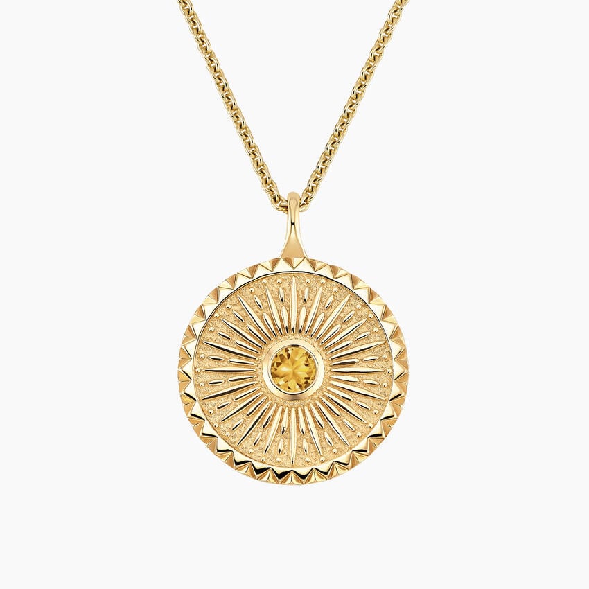 Güneş Model 1.00 karat Laboratuvar Citrine Kolye 18K - Bold Diamonds