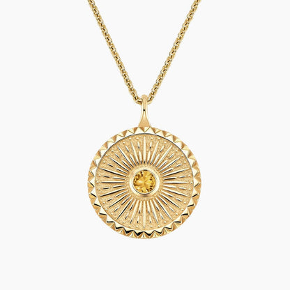 Güneş Model 1.00 karat Laboratuvar Citrine Kolye 18K - Bold Diamonds