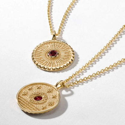 Güneş Model 1.00 karat Laboratuvar Garnet Kolye 18K - Bold Diamonds