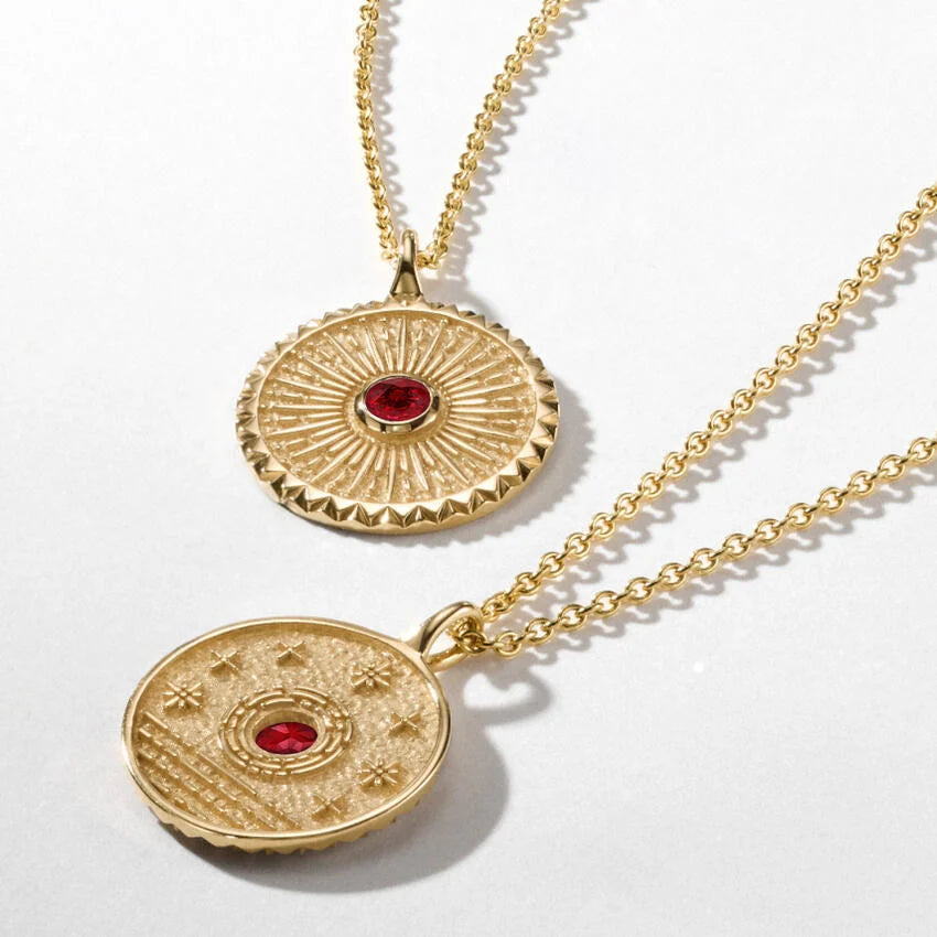 Güneş Model 1.00 karat Laboratuvar Ruby Kolye 18K - Bold Diamonds
