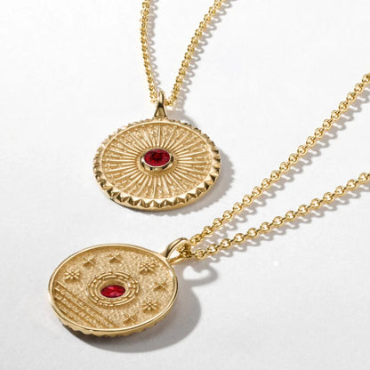 Güneş Model 1.00 karat Laboratuvar Ruby Kolye 18K - Bold Diamonds