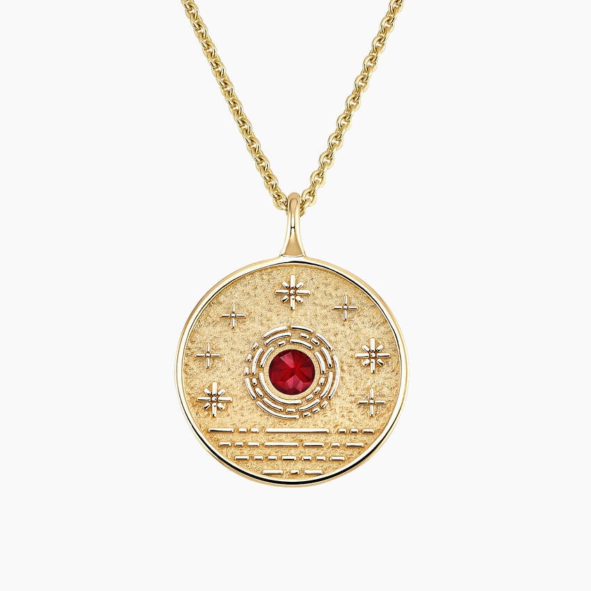 Güneş Model 1.00 karat Laboratuvar Ruby Kolye 18K - Bold Diamonds