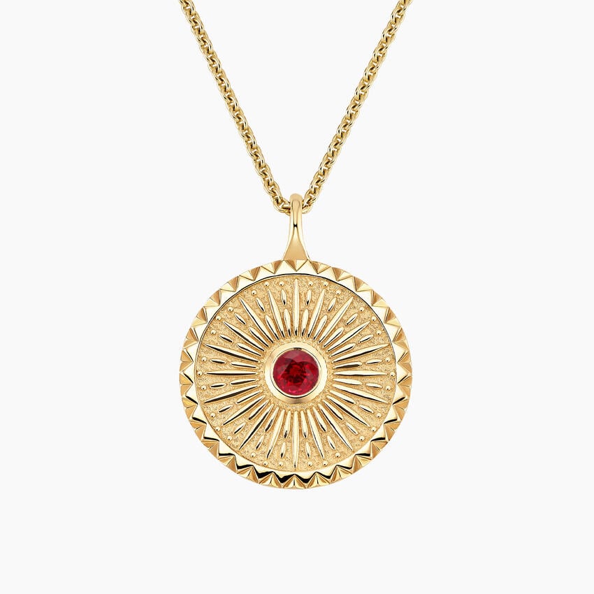 Güneş Model 1.00 karat Laboratuvar Ruby Kolye 18K - Bold Diamonds