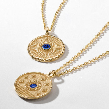 Güneş Model 1.00 karat Laboratuvar Sapphire Kolye 18K - Bold Diamonds