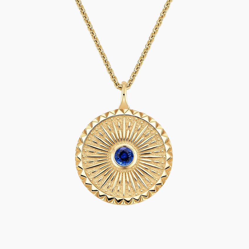 Güneş Model 1.00 karat Laboratuvar Sapphire Kolye 18K - Bold Diamonds