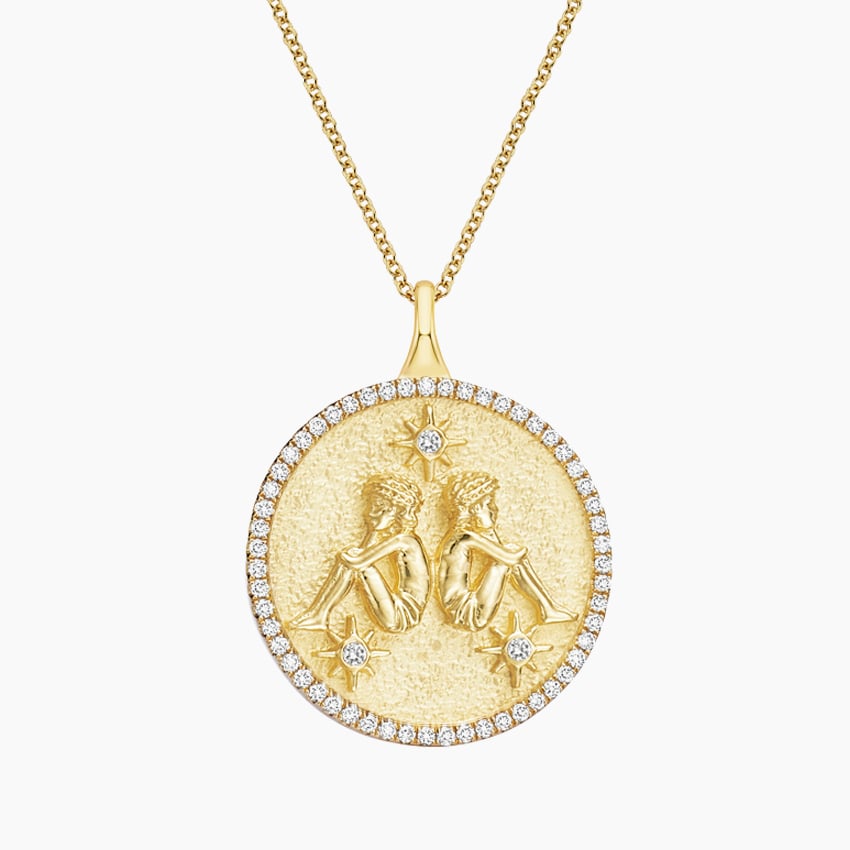 İkizler Burcu Madolyon 1.00 karat Yuvarlak Kesim Laboratuvar Pırlanta Kolye 18K - Bold Diamonds