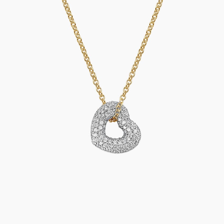 Kalp Model 1.00 karat Yuvarlak Kesim Laboratuvar Pırlanta Kolye 18K - Bold Diamonds