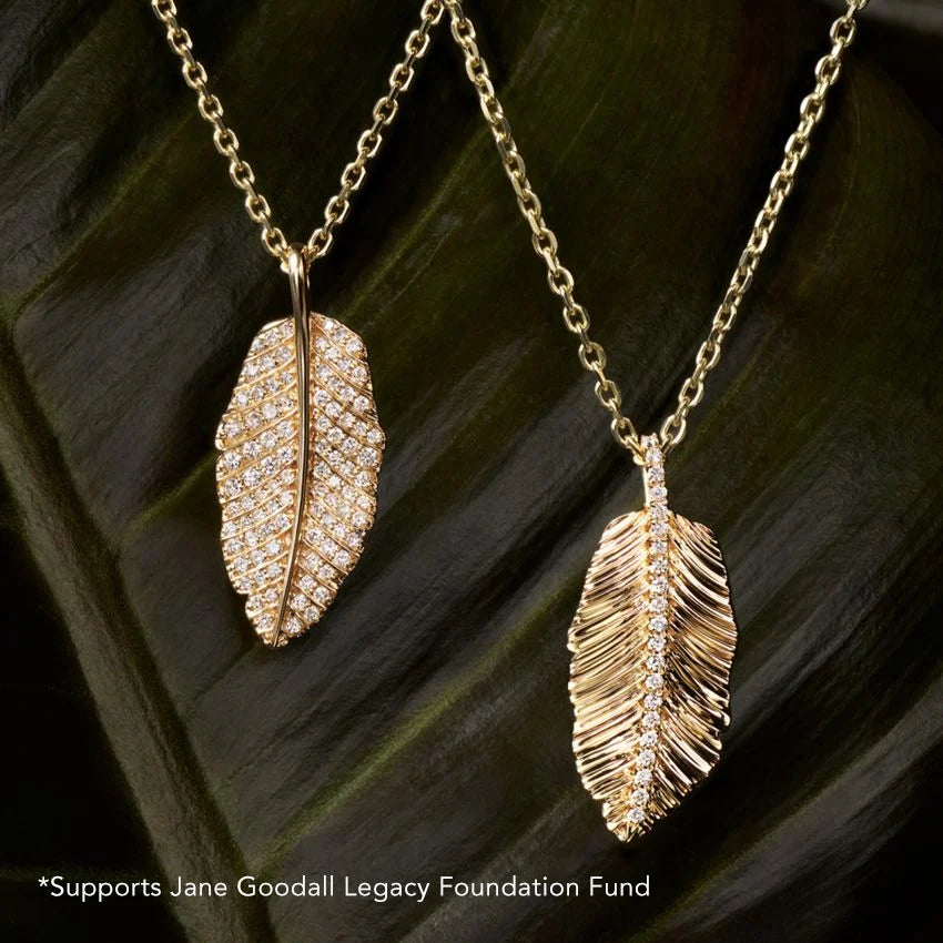 Yaprak Model 1.00 karat Yuvarlak Kesim Laboratuvar Pırlanta Kolye 18K - Bold Diamonds