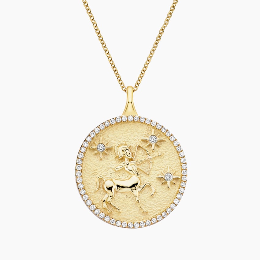 Yay Burcu Madolyon 1.00 karat Yuvarlak Kesim Laboratuvar Pırlanta Kolye 18K - Bold Diamonds