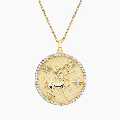 Yay Burcu Madolyon 1.00 karat Yuvarlak Kesim Laboratuvar Pırlanta Kolye 18K - Bold Diamonds