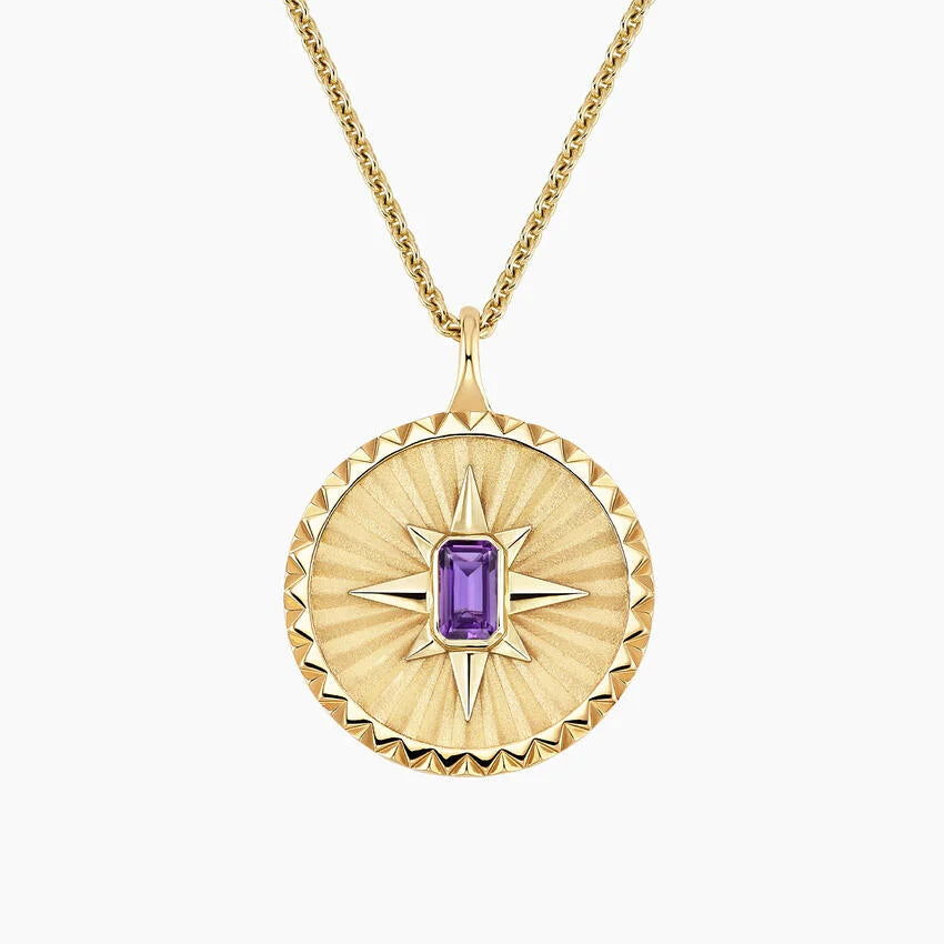 Yıldız Model 1.00 karat Emerald Kesim Amethyst Kolye 18K - Bold Diamonds