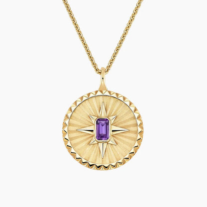 Yıldız Model 1.00 karat Emerald Kesim Amethyst Kolye 18K - Bold Diamonds