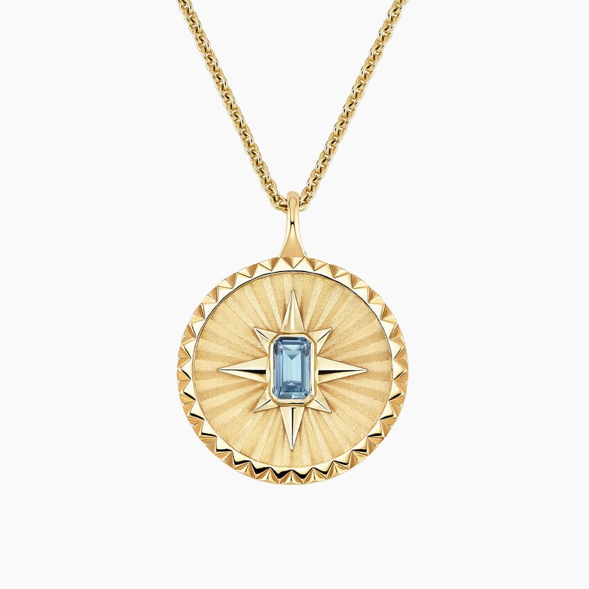 Yıldız Model 1.00 karat Emerald Kesim Aquamarine Kolye 18K - Bold Diamonds