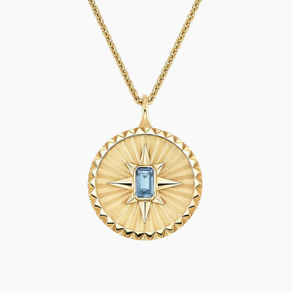 Yıldız Model 1.00 karat Emerald Kesim Aquamarine Kolye 18K - Bold Diamonds
