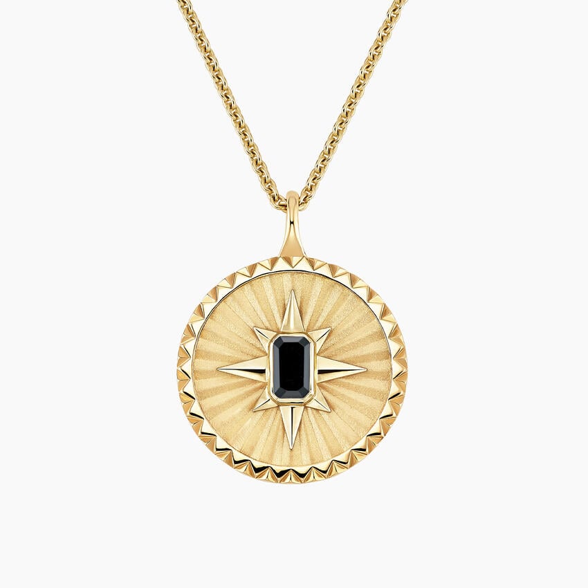 Yıldız Model 1.00 karat Emerald Kesim Black Diamond Kolye 18K - Bold Diamonds