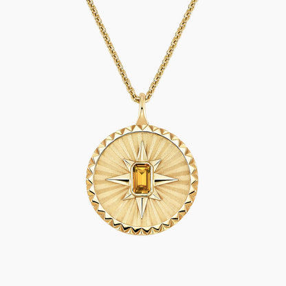 Yıldız Model 1.00 karat Emerald Kesim Citrine Kolye 18K - Bold Diamonds