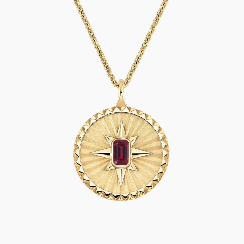 Yıldız Model 1.00 karat Emerald Kesim Garnet Kolye 18K - Bold Diamonds