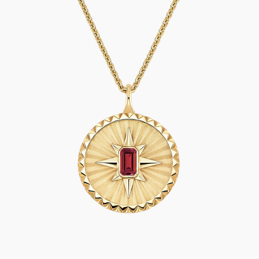 Yıldız Model 1.00 karat Emerald Kesim Ruby Kolye 18K - Bold Diamonds