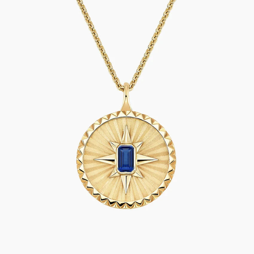 Yıldız Model 1.00 karat Emerald Kesim Sapphire Kolye 18K - Bold Diamonds