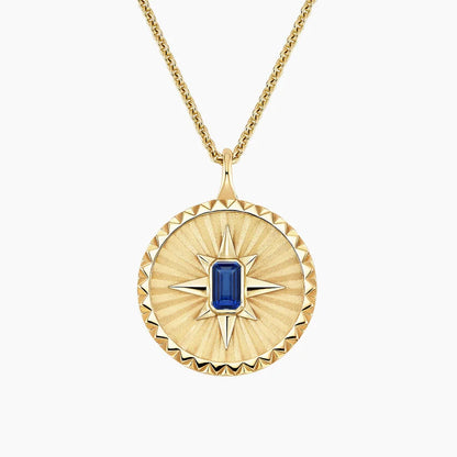 Yıldız Model 1.00 karat Emerald Kesim Sapphire Kolye 18K - Bold Diamonds