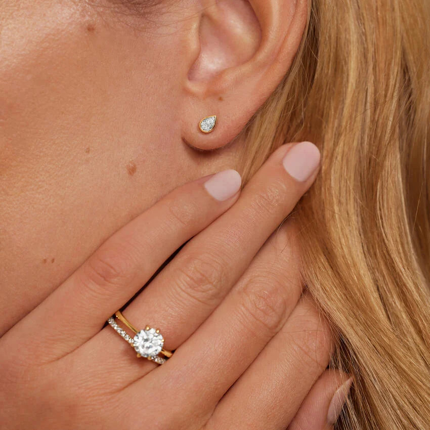 Damla Kesim 1.00 Karat Laboratuvar Pırlanta Küpe 18K - Bold Diamonds