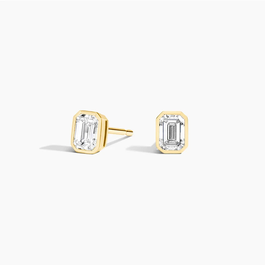 Emerald Kesim 1.00 Karat Laboratuvar Pırlanta Küpe 18K - Bold Diamonds