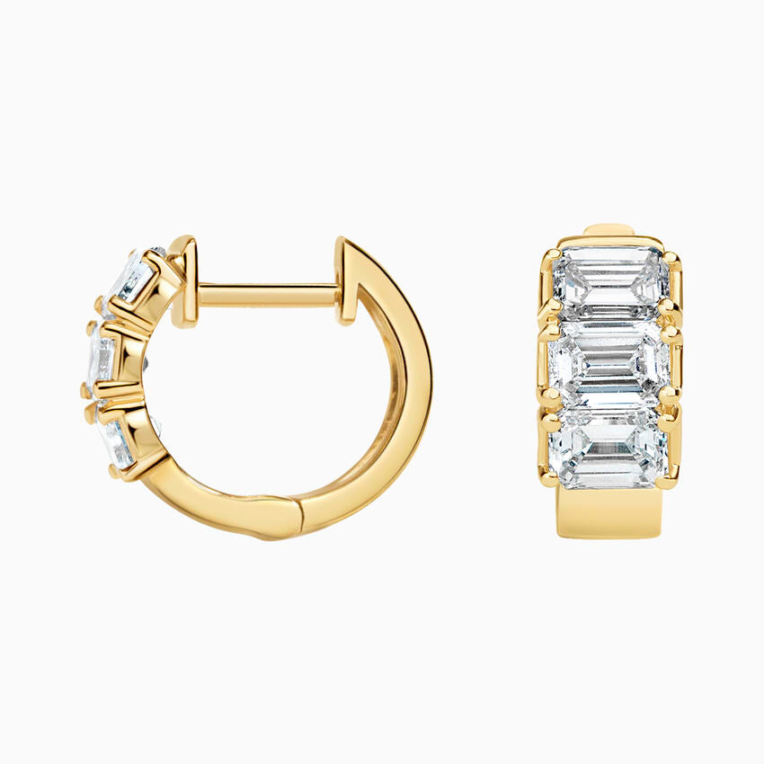 Flora Shine Emerald Kesim 2.00 Karat Laboratuvar Pırlanta Küpe 18K - Bold Diamonds