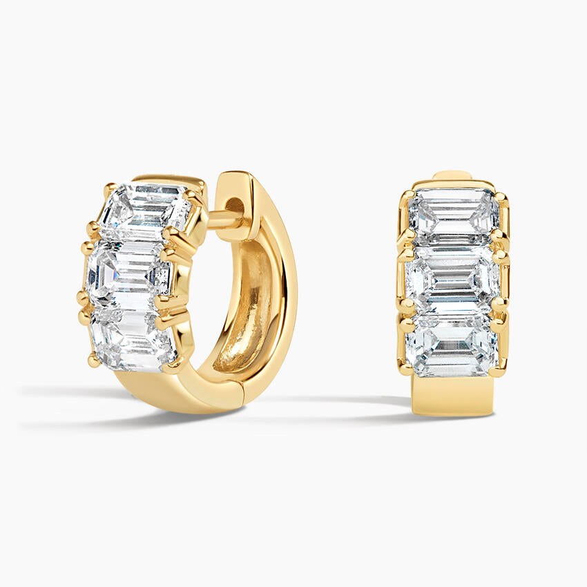 Flora Shine Emerald Kesim 2.00 Karat Laboratuvar Pırlanta Küpe 18K - Bold Diamonds
