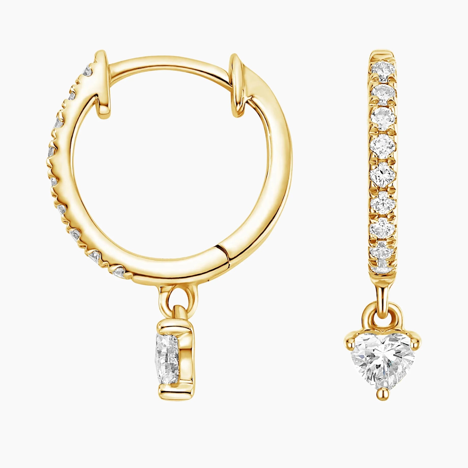 Kalp Kesim  1.00 Karat Laboratuvar Pırlanta Küpe 18K - Bold Diamonds