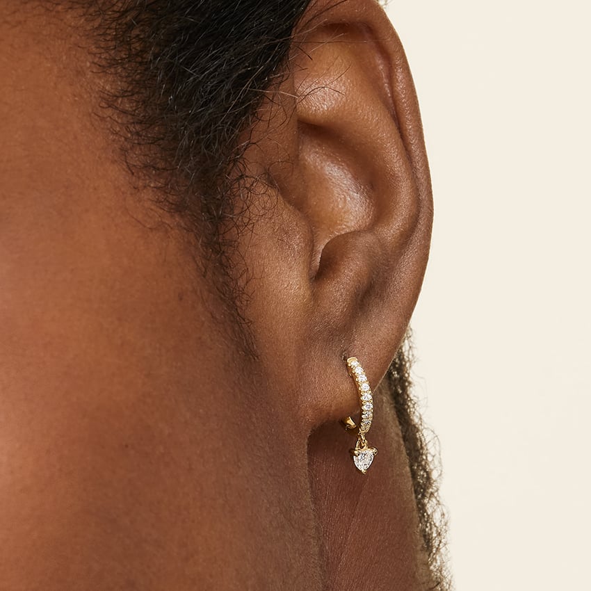 Kalp Kesim  1.00 Karat Laboratuvar Pırlanta Küpe 18K - Bold Diamonds
