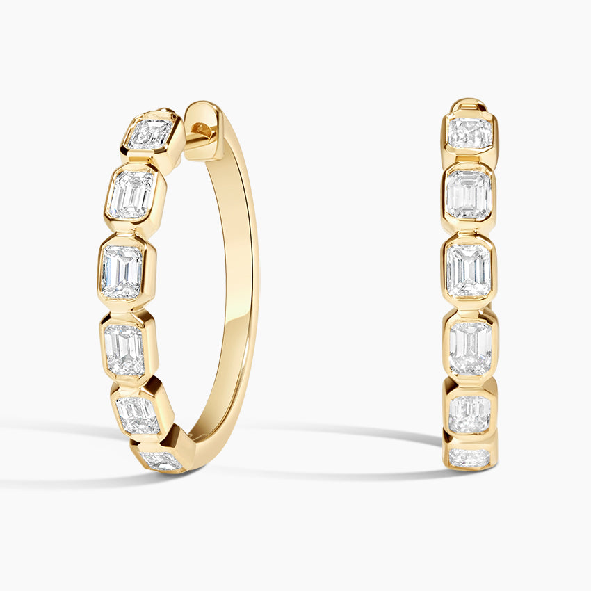 Minimal Glow Emerald 1.00 Karat Laboratuvar Pırlanta Küpe 18K - Bold Diamonds