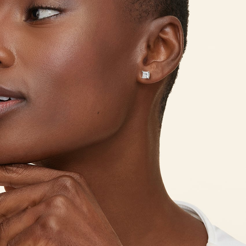 Prenses Kesim 2.00 Karat Laboratuvar Pırlanta Küpe 18K - Bold Diamonds