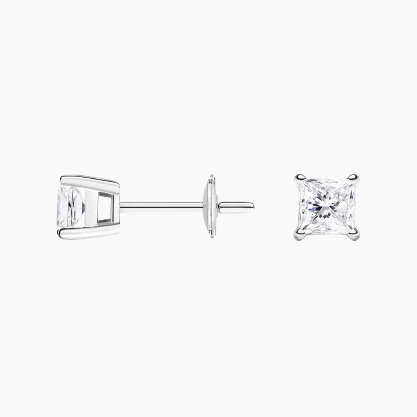Prenses Kesim 3.00 Karat Laboratuvar Pırlanta Küpe 18K - Bold Diamonds