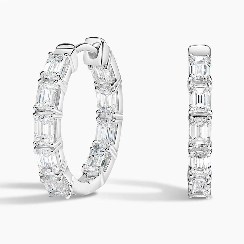Serenity Emerald Kesim 3.00 Karat Laboratuvar Pırlanta Küpe 18K - Bold Diamonds